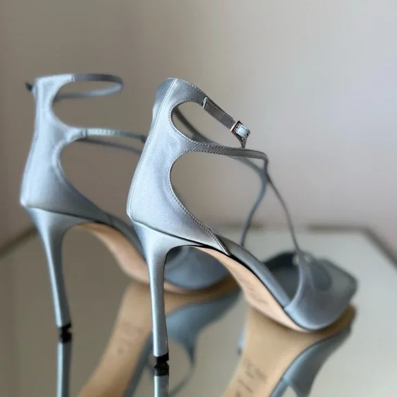 New JIMMY CHOO Azia 95 Heeled Sandals - Ice Blue $1,150 40 - Picture 7 of 13